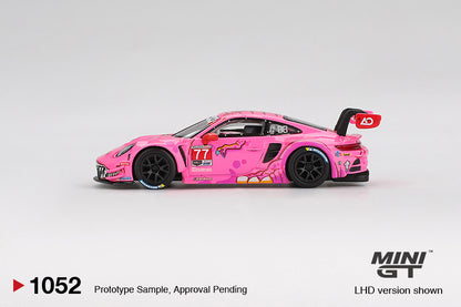 Mini GT 1/64 Porsche 911 GT3 R #77 2024 IMSA Road America AO Racing Pink - MGT01052