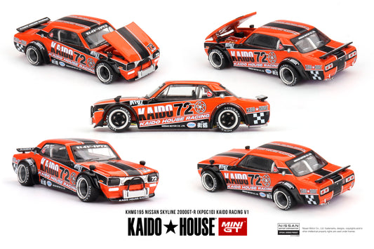 Mini GT x Kaido House 1/64 Nissan Skyline 2000GT-R (KPGC10) Kaido Racing V1 Red & Black - KHMG195