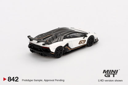 Mini GT 1/64 Lamborghini Aventador SVJ 63 Bianco Asopo White