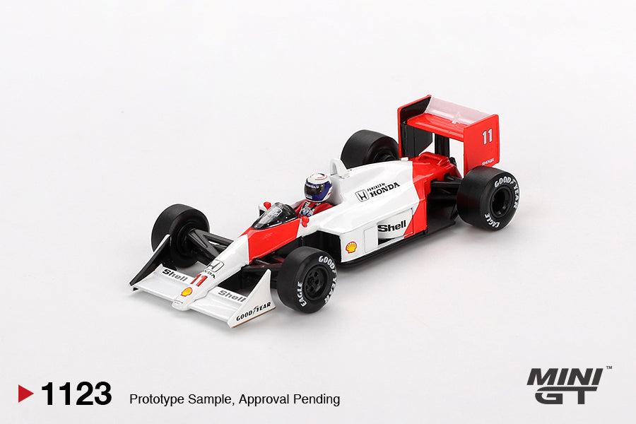 Mini GT 1/64 McLaren MP4/4 #11 1988 Japanese Grand Prix 2nd Place Alain Prost White/ Red - MGT01123