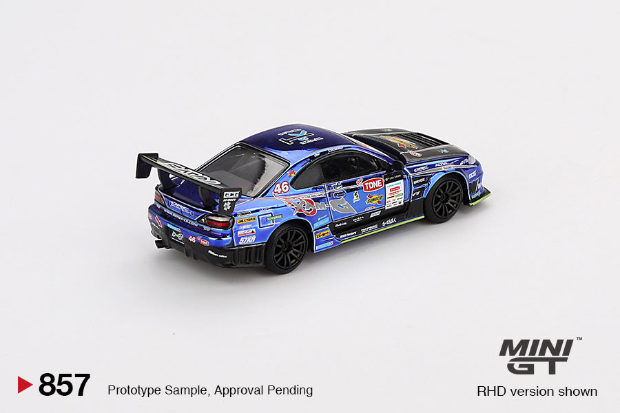Mini GT 1/64 Nissan Silvia (S15) D-MAX #46 2023 D1 Grand Prix D-MAX Racing Blue - MGT00857-BL