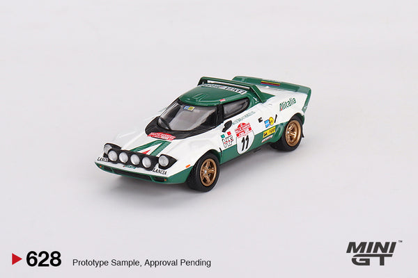 Mini GT 1/64 Lancia Stratos HF 1975 Rally Sanremo Winner #11 White & Green