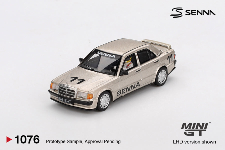Mini GT 1/64 Mercedes-Benz 190 E 2.3-16 #11 1984 Nürburgring Race of Champions w/ Figure Ayrton Senna White - MGT01076
