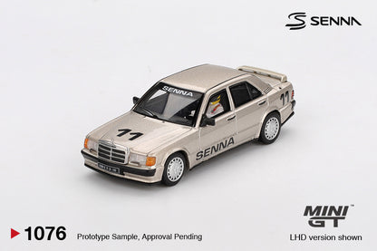 Mini GT 1/64 Mercedes-Benz 190 E 2.3-16 #11 1984 Nürburgring Race of Champions w/ Figure Ayrton Senna White - MGT01076
