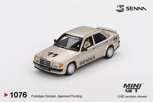 Mini GT 1/64 Mercedes-Benz 190 E 2.3-16 #11 1984 Nürburgring Race of Champions w/ Figure Ayrton Senna White - MGT01076