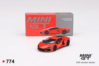 Mini GT 1/64 Lamborghini Revuelto Arancio Dac Lucido Red