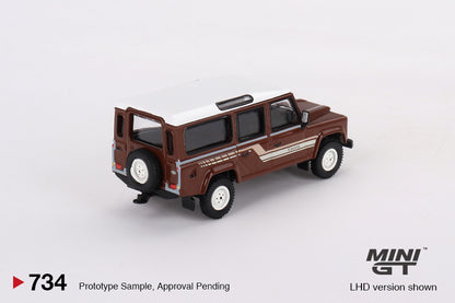 Mini GT 1/64 Land Rover Defender 110 1985 County Station Wagon Russet Brown