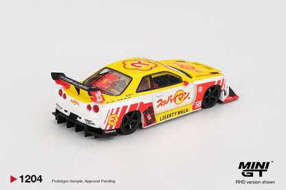 Mini GT 1/64 Nissan LB-ER34 Super Silhouette SKYLINE Suppaiman Okinawa Yellow - MGT01204
