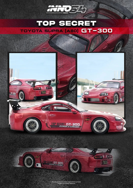 Inno64 1/64 Toyota Supra (A80) Top Secret GT300 Red - IN64- A80TS-RED - Damaged Box