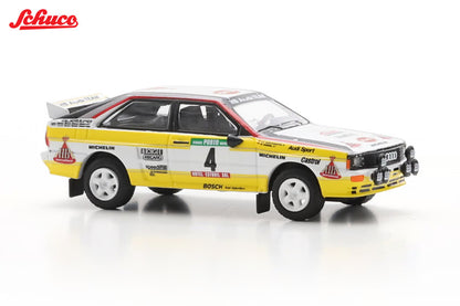 Schuco 1/64 Audi Quattro #4 Rallye Portugal 1984 White & Yellow - 45 203 7000 - Damaged Box