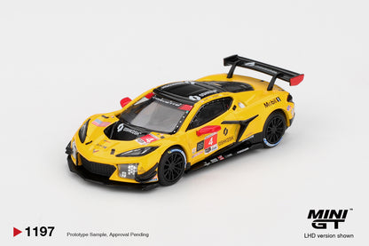Mini GT 1/64 Chevrolet Corvette Z06 GT3.R #4 2025 IMSA Daytona 24 Hrs Corvette Racing by Pratt Miller Motorsports Yellow - MGT01197