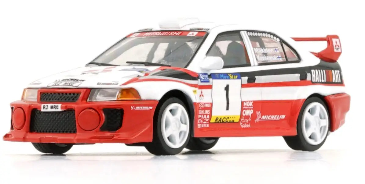 BM Creations 1/64 Mitsubishi Lancer Evolution V Group A 1998 Catalunya Rally #1 White & Red - 64B0409