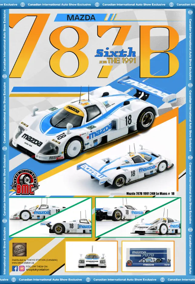 BM Creations 1/64 Mazda 787B #18 1991 24h Le Mans White & Blue - 64B0438