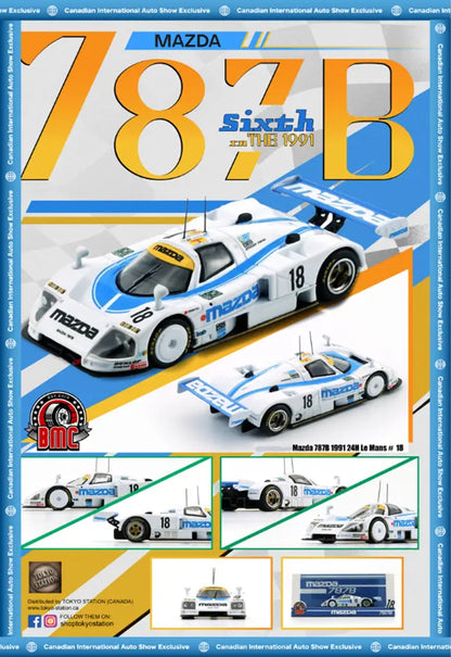 BM Creations 1/64 Mazda 787B #18 1991 24h Le Mans White & Blue - 64B0438