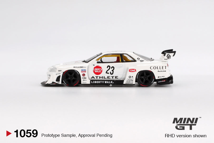 Mini GT 1/64 Nissan LB-ER34 Super Silhouette ATHLETE/COLLET n.23 White - MGT01059