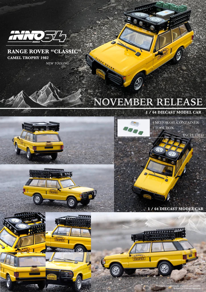 Inno64 1/64 Range Rover Classic Camel Trophy 1982 Yellow