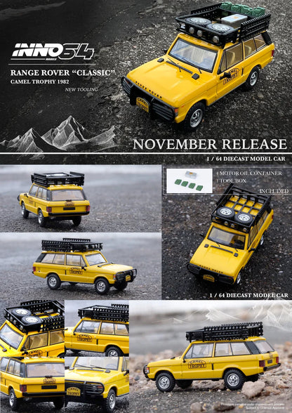 Inno64 1/64 Range Rover Classic Camel Trophy 1982 Yellow
