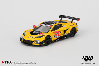 Mini GT 1/64 Chevrolet Corvette Z06 GT3.R #3 2025 IMSA Daytona 24 Hrs Corvette Racing by Pratt Miller Motorsports Yellow - MGT01168
