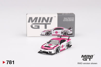 Mini GT 1/64 Nissan Silvia (S15) LB-Super Silhouette  Auto Finesse SEMA 2023 White & Pink
