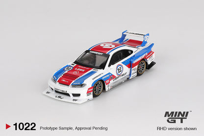 Mini GT 1/64 Nissan S15 SILVIA LB-Super Silhouette  GARASIDRIFT x LBWK 2025 White - MGT01022-BL