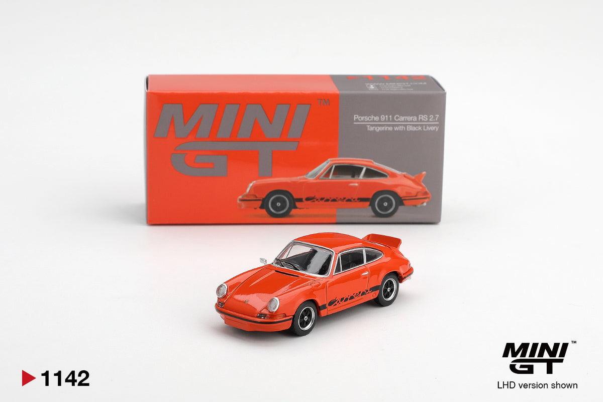 Mini GT 1/64 Porsche 911 Carrera RS 2.7 Tangerine with Black Livery Orange - MGT01142