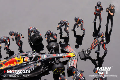 Mini GT 1/64 Oracle Red Bull Racing RB19 #1  Max Verstappen  2023 F1  2023 Japanese Grand Prix Pit Crew Set Black - MGTS0014