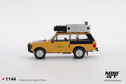 Mini GT 1/64 Range Rover 1981 Camel Trophy Sumatra C.Swoboda & K.Mentel Winner Yellow - MGT01144 - Damaged Box
