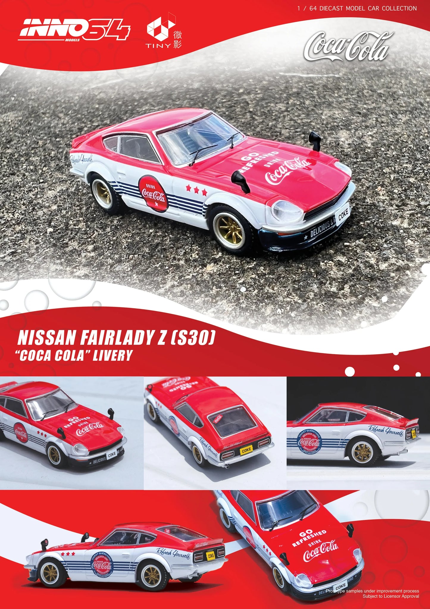 Inno64 1/64 Nissan Fairlady Z Coca-Cola S30 Red & White