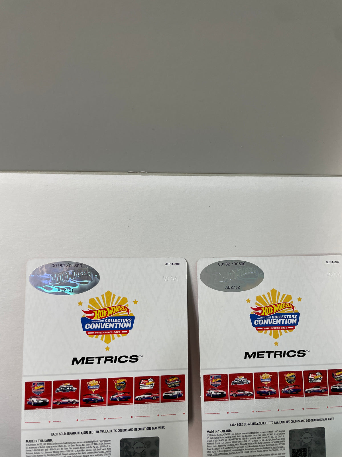 Hot Wheels 1/64 Collectors Convention Philippines 2026 Set Of 2 Nissan Skyline GT-R V-Spec II (BNR34) #182 Red/ Blue - JKC11-0910