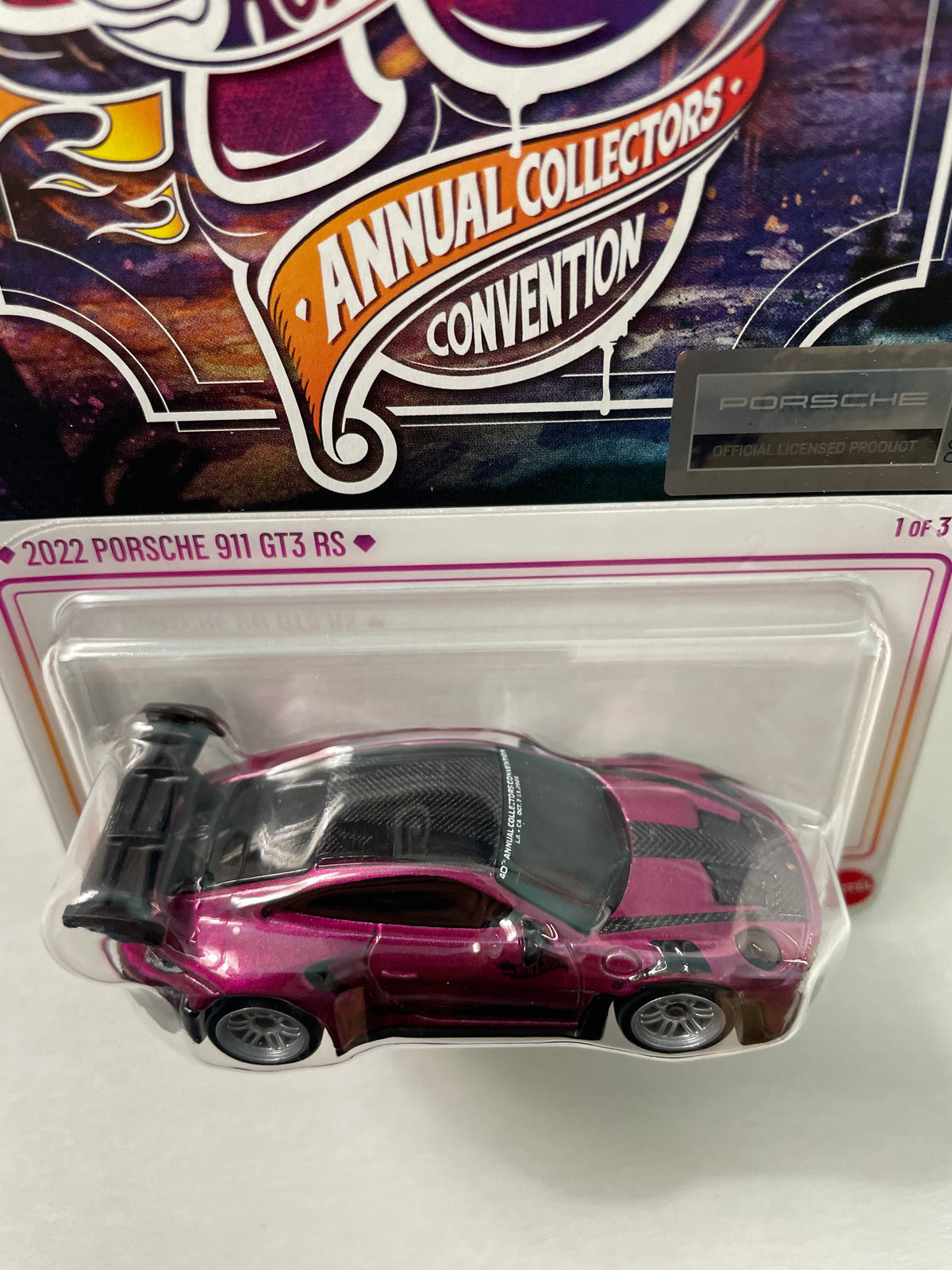 Hot Wheels 1/64 40th Annual Collectors Convention Los Angeles 2022 Porsche 911 GT3 RS Low Number #262 Pink - JKC02-0910