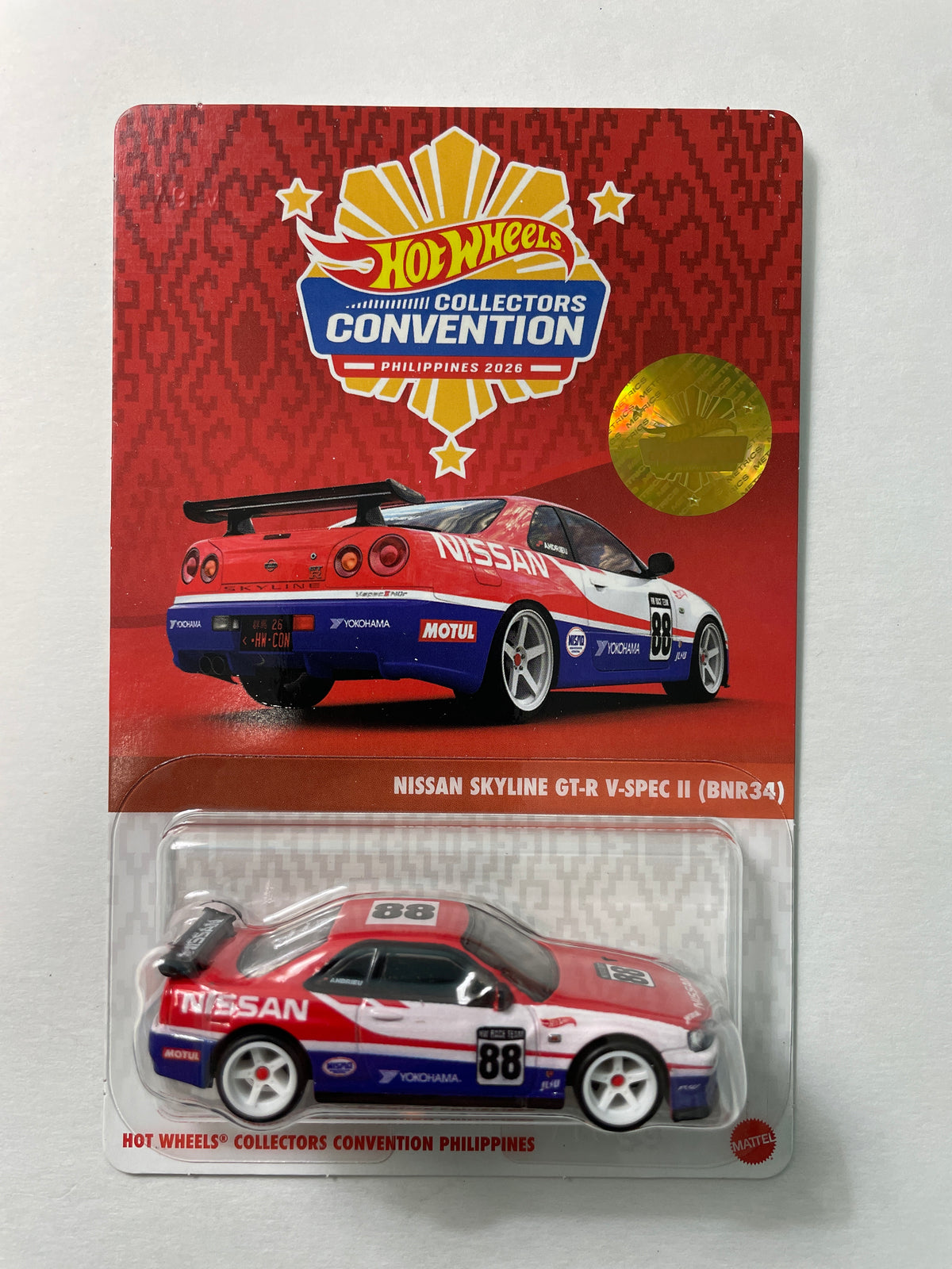 Hot Wheels 1/64 Collectors Convention Philippines 2026 Set Of 2 Nissan Skyline GT-R V-Spec II (BNR34) #182 Red/ Blue - JKC11-0910