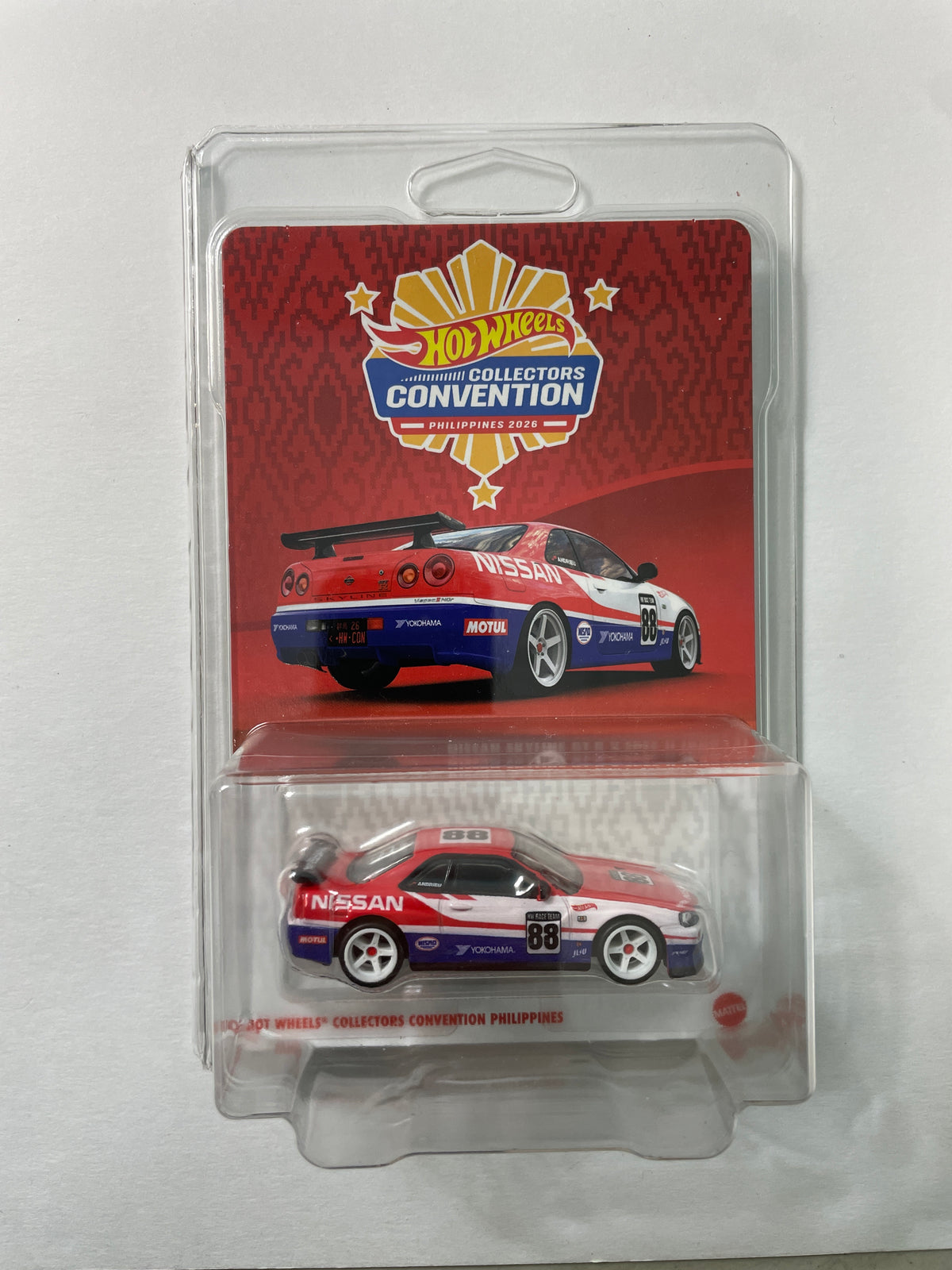 Hot Wheels 1/64 Collectors Convention Philippines 2026 Nissan Skyline GT-R V-Spec II (BNR34) #601 Red/ Blue - JKC11-0910