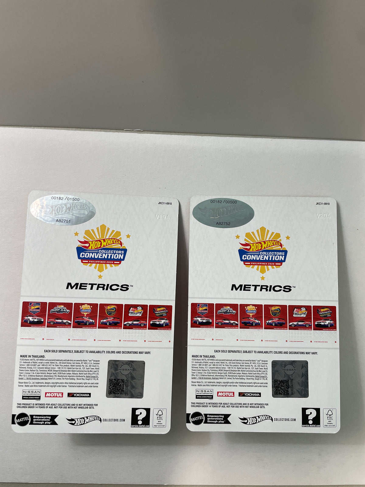 Hot Wheels 1/64 Collectors Convention Philippines 2026 Set Of 2 Nissan Skyline GT-R V-Spec II (BNR34) #182 Red/ Blue - JKC11-0910