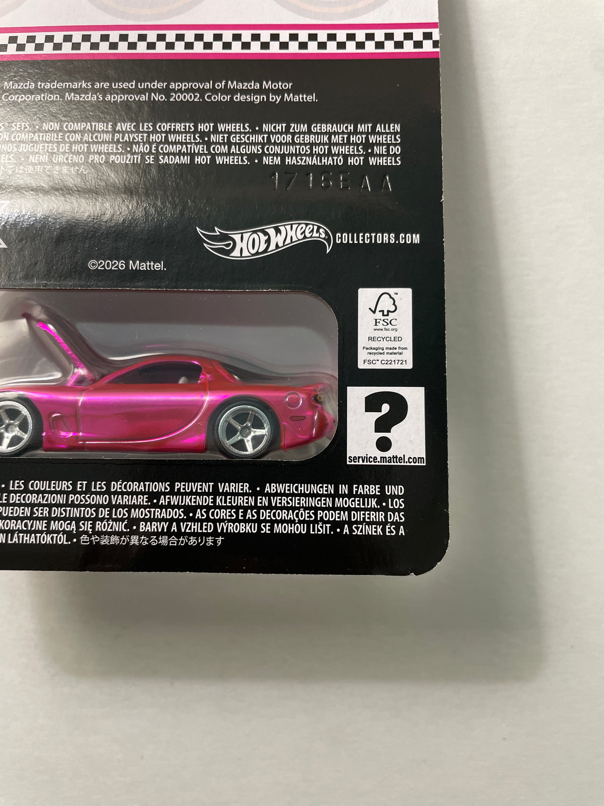 Hot Wheels 1/64 RLC 2026 Club exclusive 1993 Mazda RX-7 R1 Pink - JKC06