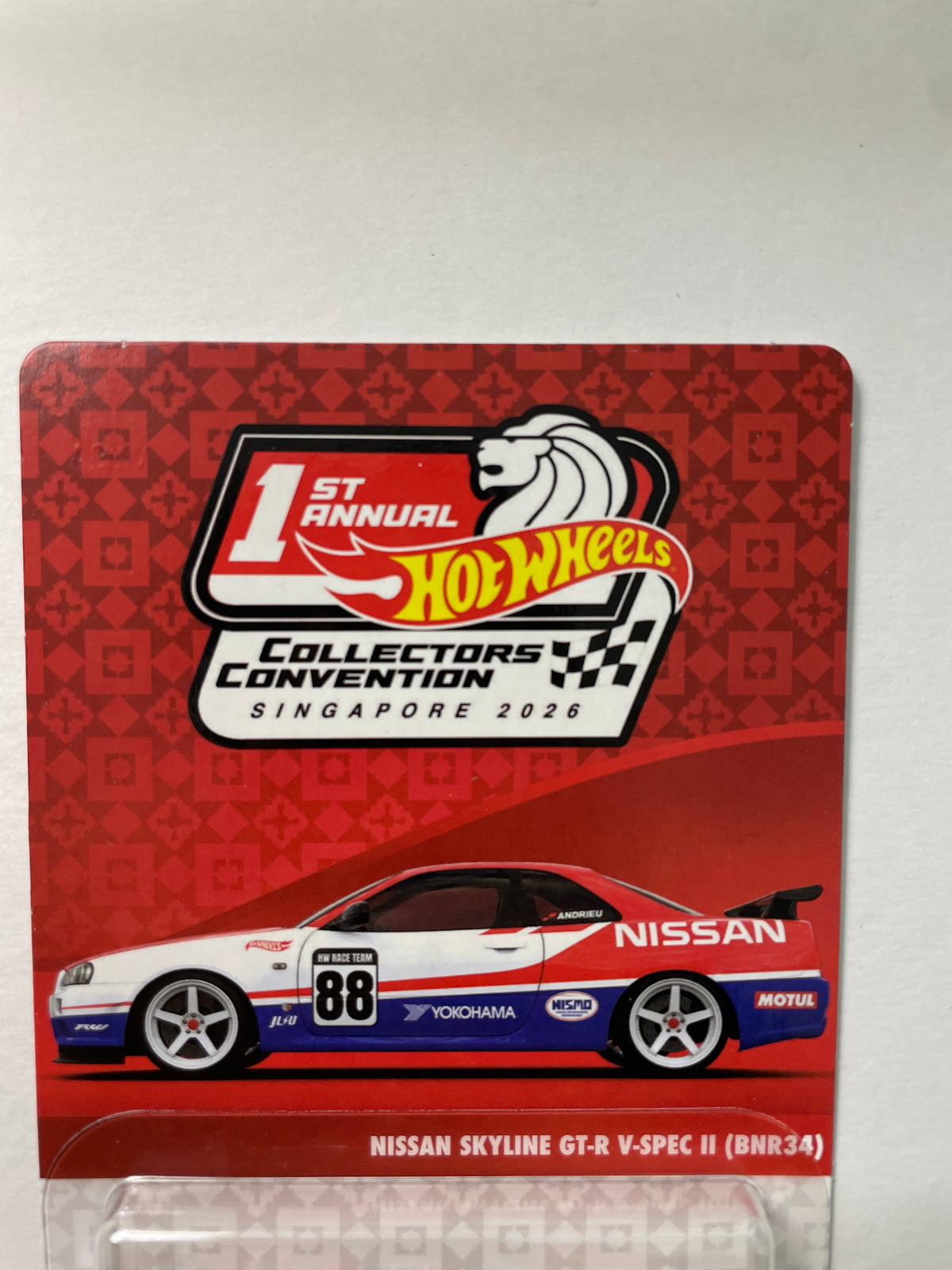 Hot Wheels 1/64 1st Annual Collectors Convention Singapore 2026 Nissan Skyline GT-R V-Spec II (BNR34) #599 Red / Blue - JKC12-0910