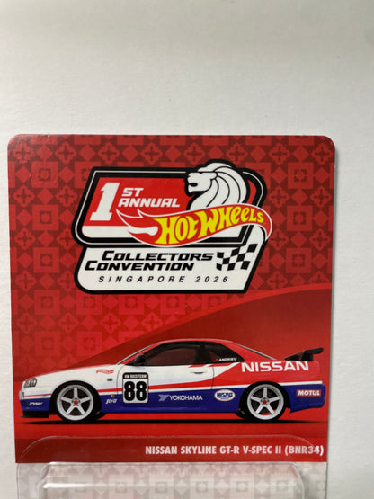 Hot Wheels 1/64 1st Annual Collectors Convention Singapore 2026 Nissan Skyline GT-R V-Spec II (BNR34) #599 Red / Blue - JKC12-0910