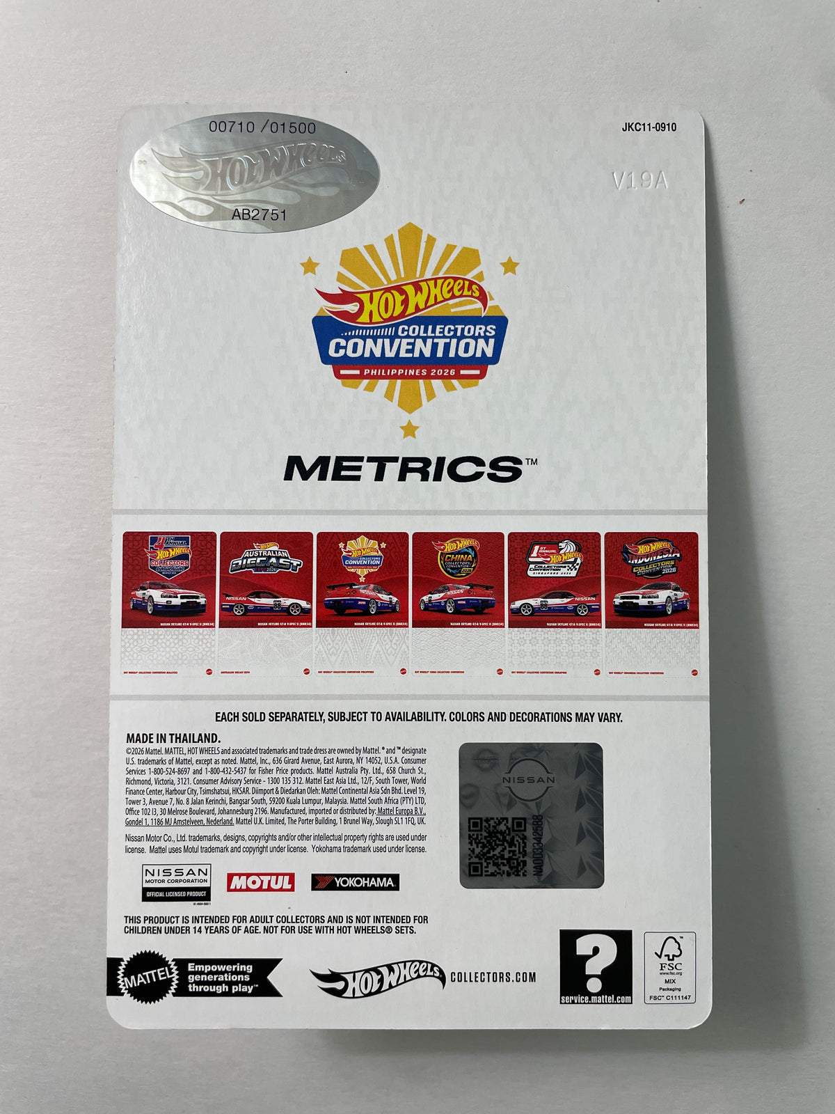 Hot Wheels 1/64 Collectors Convention Philippines 2026 Nissan Skyline GT-R V-Spec II (BNR34) #710 Red/ Blue - JKC11-0910