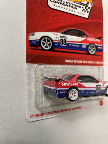 Hot Wheels 1/64 1st Annual Collectors Convention Singapore 2026 Nissan Skyline GT-R V-Spec II (BNR34) #599 Red / Blue - JKC12-0910