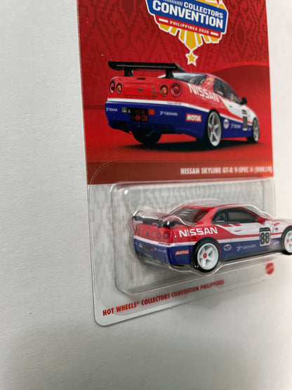 Hot Wheels 1/64 Collectors Convention Philippines 2026 Nissan Skyline GT-R V-Spec II (BNR34) #710 Red/ Blue - JKC11-0910