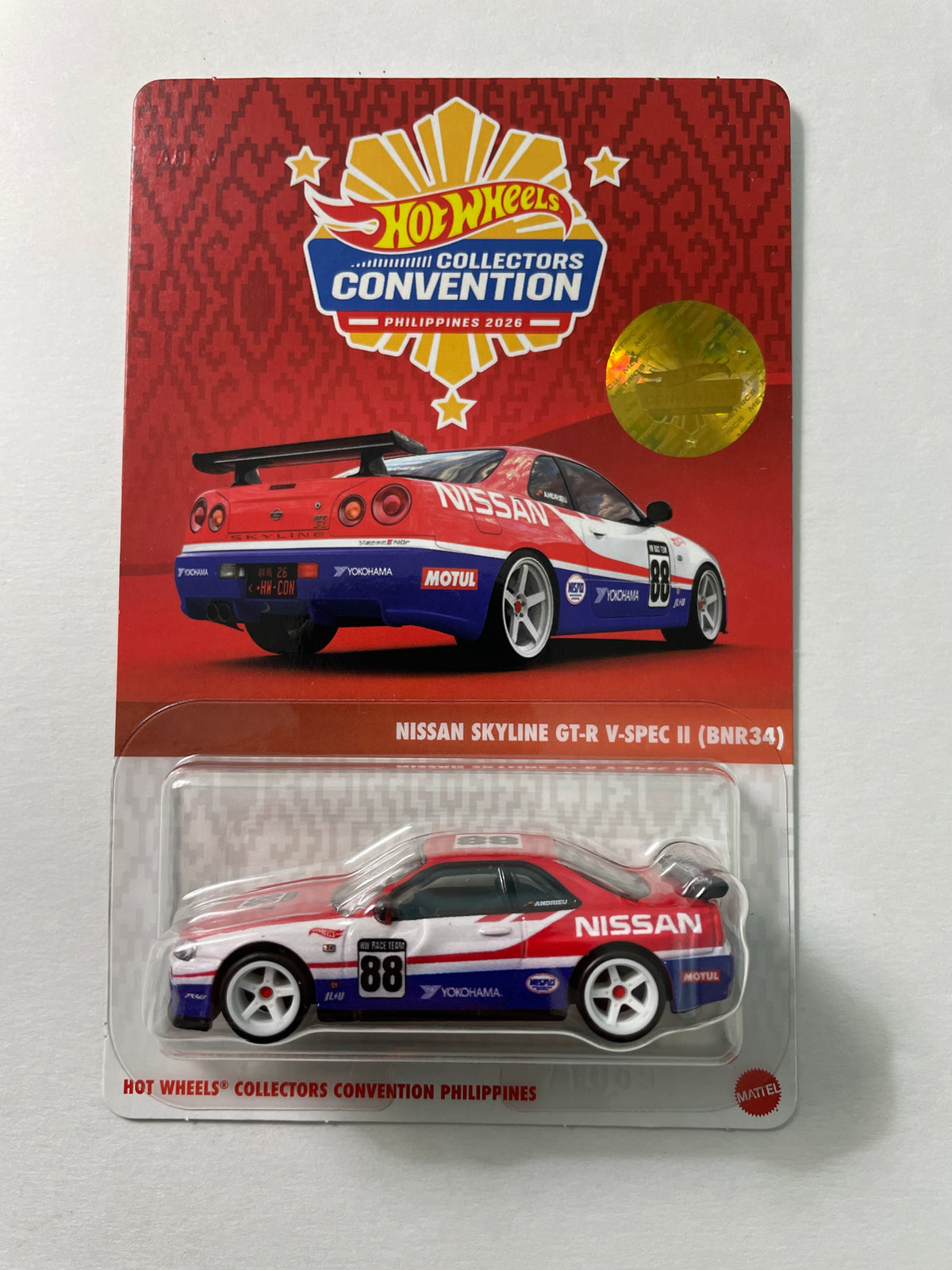 Hot Wheels 1/64 Collectors Convention Philippines 2026 Set Of 2 Nissan Skyline GT-R V-Spec II (BNR34) #182 Red/ Blue - JKC11-0910
