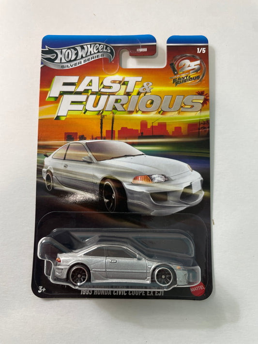 Hot Wheels 1/64 Silver Series Fast & Furious 1993 Honda Civic Coupe EX EJ1 Silver - JKX20