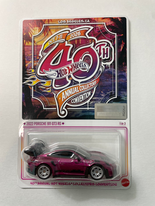 Hot Wheels 1/64 40th Annual Collectors Convention Los Angeles 2022 Porsche 911 GT3 RS Low Number #262 Pink - JKC02-0910