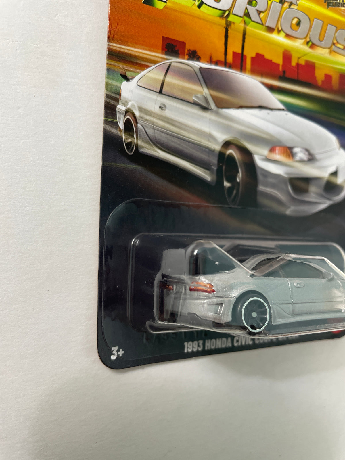Hot Wheels 1/64 Silver Series Fast & Furious 1993 Honda Civic Coupe EX EJ1 Silver - JKX20