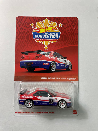 Hot Wheels 1/64 Collectors Convention Philippines 2026 Nissan Skyline GT-R V-Spec II (BNR34) #601 Red/ Blue - JKC11-0910