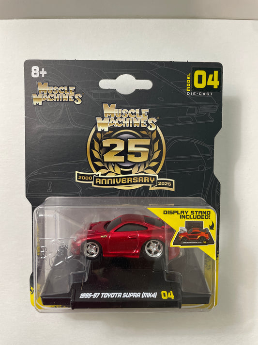 Muscle Machines 1/64 25th Anniversary 1995-97 Toyota Supra (MK4) Red #04 - 15536-15573 - Damaged Box