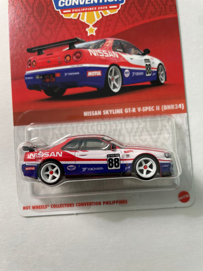 Hot Wheels 1/64 Collectors Convention Philippines 2026 Nissan Skyline GT-R V-Spec II (BNR34) #710 Red/ Blue - JKC11-0910
