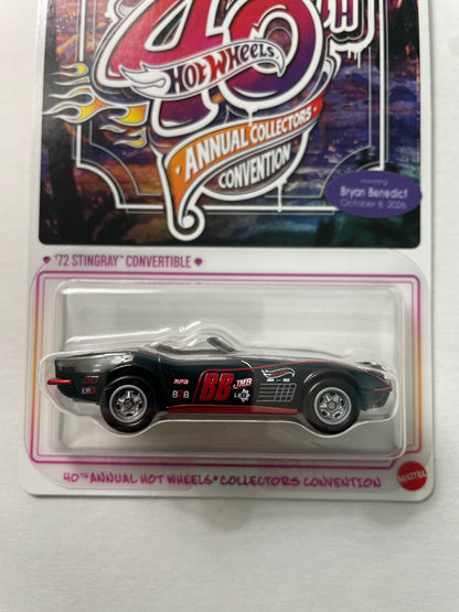 Hot Wheels 1/64 40th Annual Collectors Convention 2026 Dinner Kit '72 Corvette Stingray Convertible Black #2699 / T-Shirt (X-Large)/ Patch/ Pin/ E-Sheet (Read description)