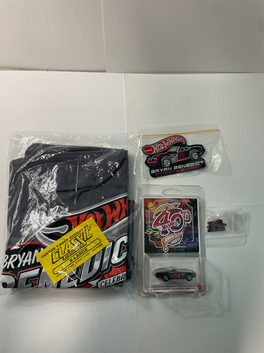 Hot Wheels 1/64 40th Annual Collectors Convention 2026 Dinner Kit '72 Corvette Stingray Convertible Black #2697 / T-Shirt (X-Large)/ Patch/ Pin
