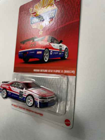 Hot Wheels 1/64 Collectors Convention Philippines 2026 Nissan Skyline GT-R V-Spec II (BNR34) #710 Red/ Blue - JKC11-0910