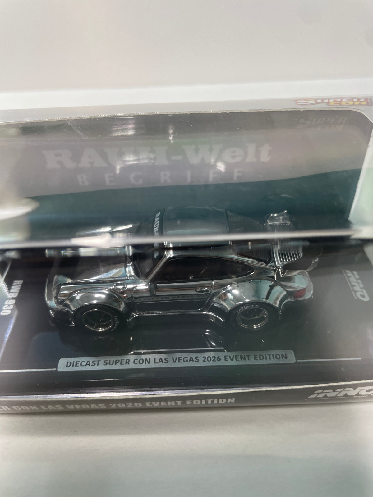 Inno64 1/64 Diecast Super Con Las Vegas 2026 Event Edition RWB Porsche 930 Chrome Silver - IN64-RWB930-DSCLV26